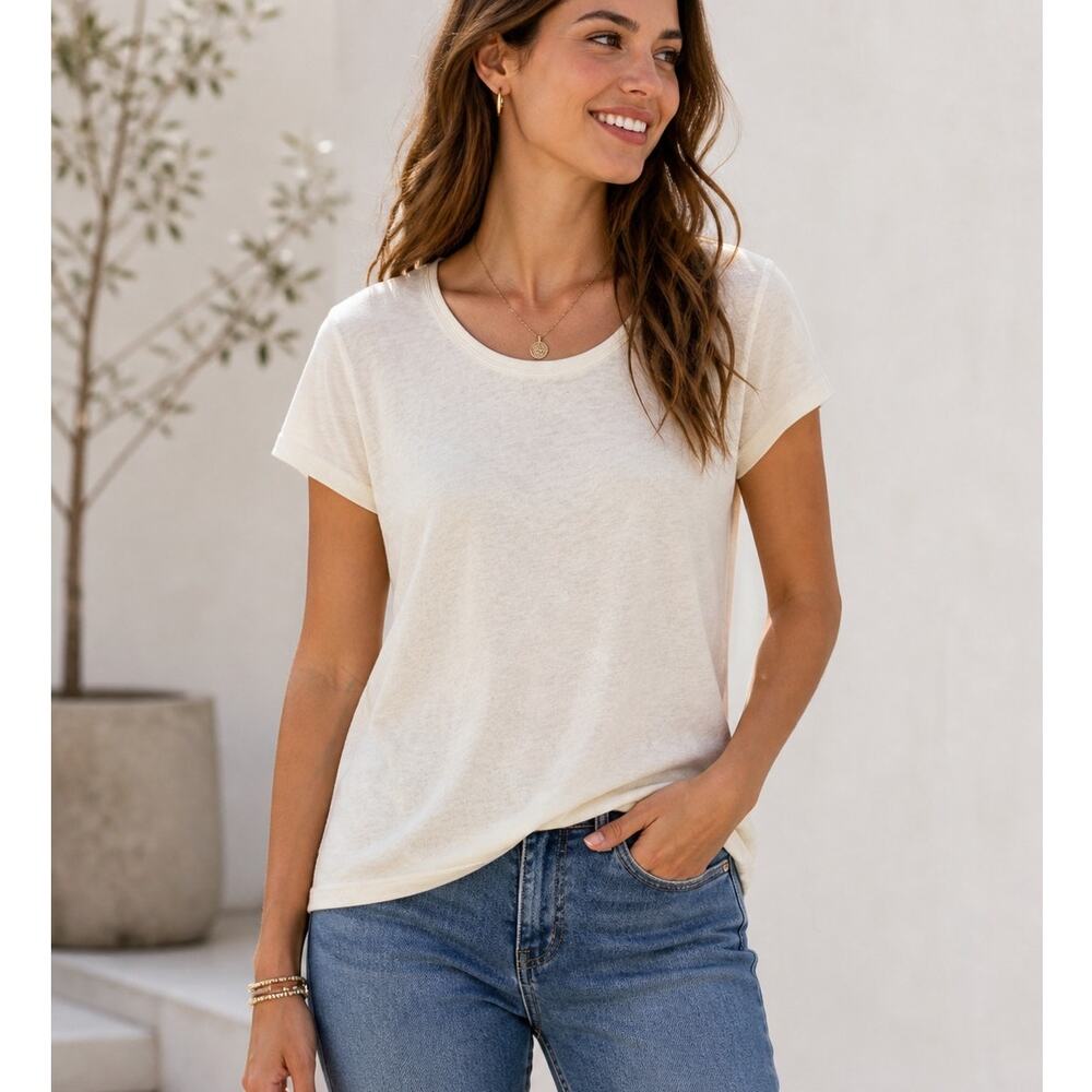 Simply Vera Linen Blend Knit Short Sleeve Top XXL